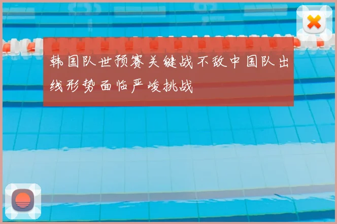 韩国队世预赛关键战不敌中国队出线形势面临严峻挑战